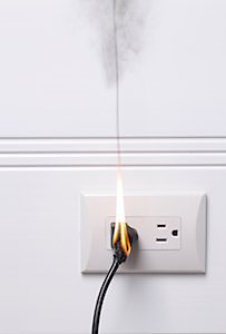 Electrical fire starting from plug point