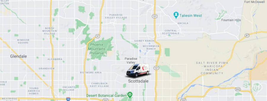 A map of the Scottsdale area.