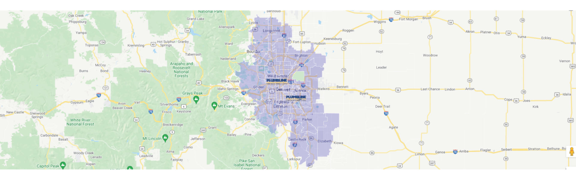 Plumbline service location map
