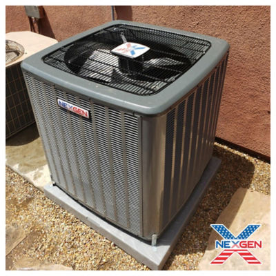 An AC unit connected to a building.
