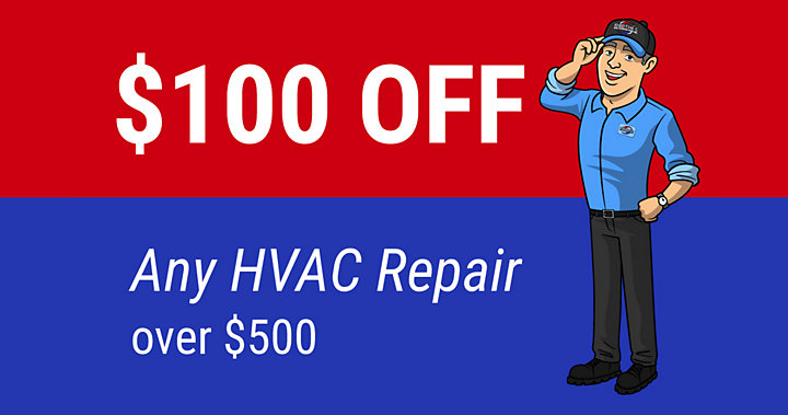$100 OFF Any HVAC Repair Over $500