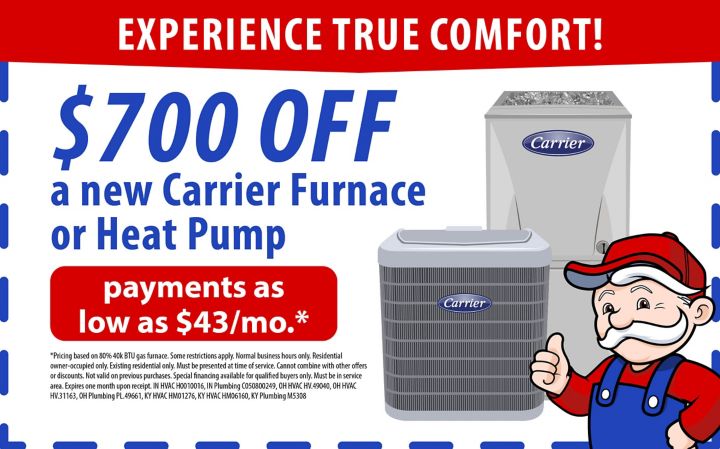 $700 Off Carrier Furnace or Heat Pump