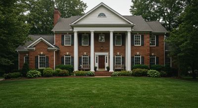 Two story home in Bowie, Maryland with white columns in the front