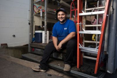 Atlanta AC Installation Technician Sitting in Coolray Truck