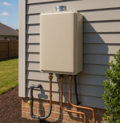 exterior water heater installation