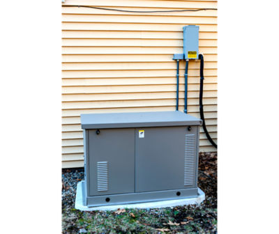 Standby generator outside a Denver home