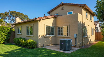 HVAC unit behind Newport Beach home
