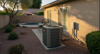 HVAC unit behind a Temecula home