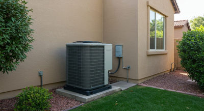 HVAC unit behind a Burbank home