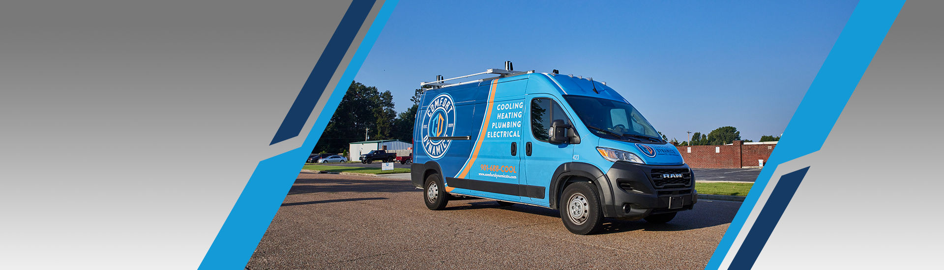 A Comfort Dynamics HVAC truck at a Collierville home