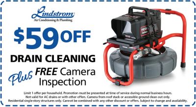 Drain clearing coupon with free camera
