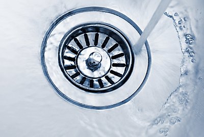 Running water in sink drain