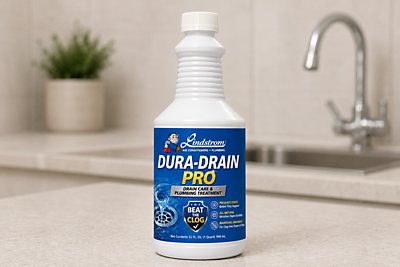 Bottle of drain cleaner for sink