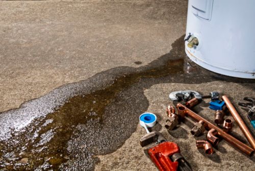 A water leaking from a water tank