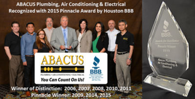 Abacus Plumbing Air Conditioning and Electrical 2015 BBB Pinnacle Award Winner Group Photo