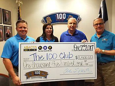 William Skeen, The 100 Club Deputy Executive DirectorMolly McGuirk, Abacus General ManagerAlan O'Neill, Abacus CEORichard Hartley, The 100 Club Executive Director (PRNewsfoto/ABACUS Plumbing, Air Conditioni)
