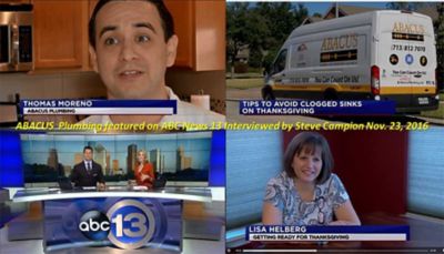 ABC 13 News featuring Abacus Plumbing