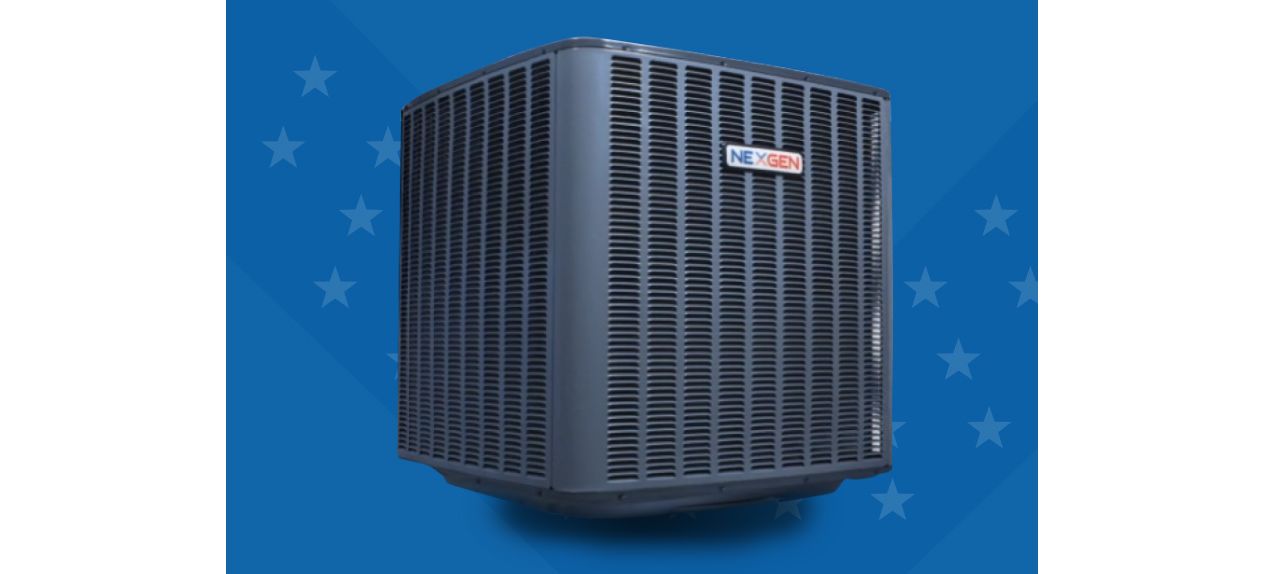 AC Condenser unit on a blue background