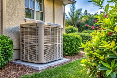 Heatpump in a Florida backyard