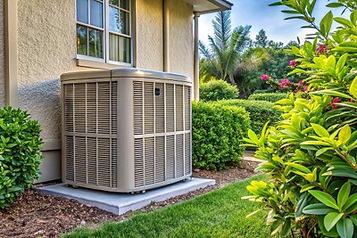 Heatpump in a Florida backyard