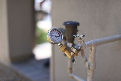 Water pressure test being preformed on a home