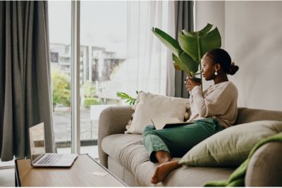 woman relaxing in her home