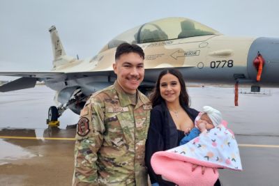 Airman Devon Ortega with his family