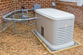 A backup generator outside of a home.