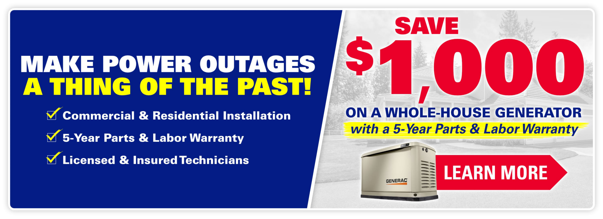 Save $1,000 on a Whole-Home Backup Generator
