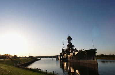 Texas Battleship in Bay