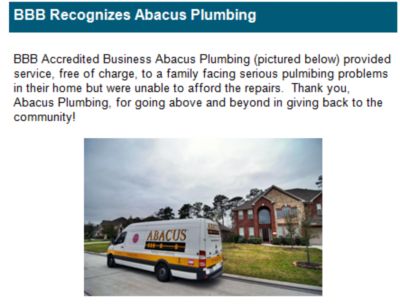 BBB Thanks Abacus for Charity Work in Houston