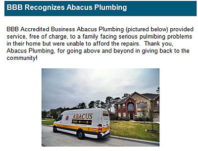 BBB Thanks Abacus for Charity Work in Houston