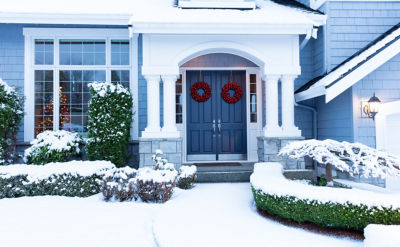 Beautiful snowy home in the winter