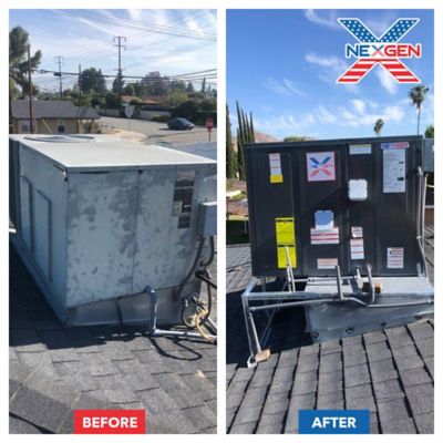 Before & After: Rooftop HVAC on a shingled roof