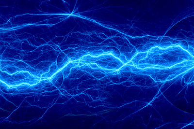 Blue lightning, plasma and electrical background