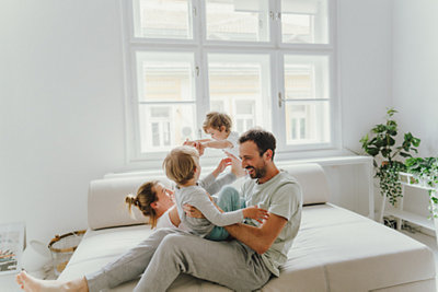 family of 4 enjoying their home together