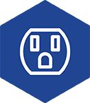 Blue wrench in hand icon