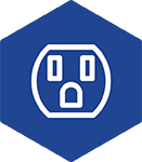 Blue wrench in hand icon