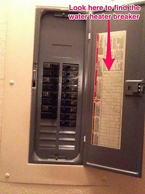 Water heater breaker on panel