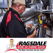 Ragsdale HVAC tech repairing a system 