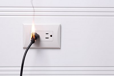 burning rubber smell in home causes outlet fire