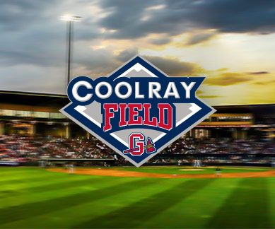 View of Coolray Field from pressbox. Home of Gwinnett Braves AAA  International League Baseball Stock Photo - Alamy