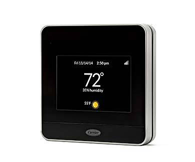 Black Cor Thermostat with 72 degrees on screen