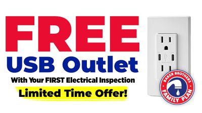 Free usb outlet with your first electrical inspection