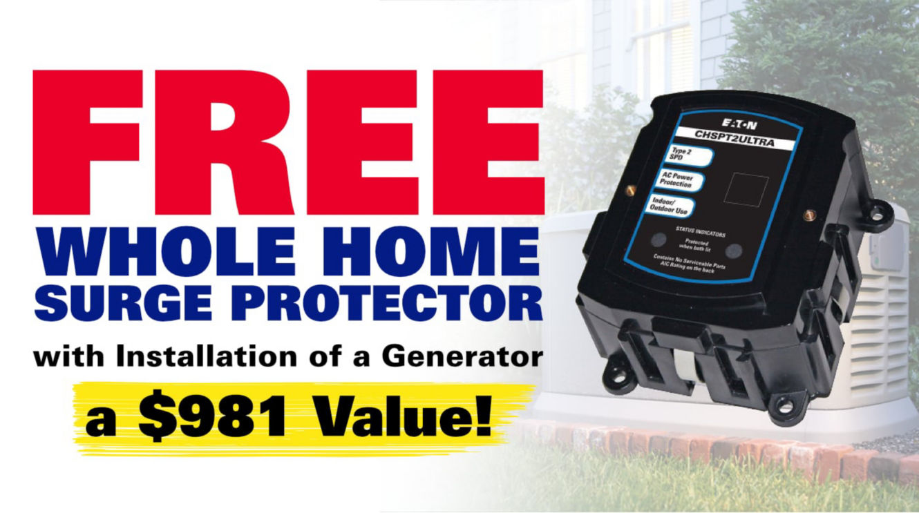 Free whole home surge protector with generator installation
