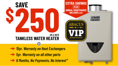 Save $250 On a new Tankless Water Heater