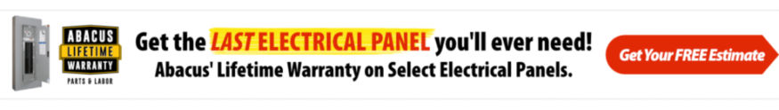 Abacus Lifetime Warranty on Select Electrical Panels Graphic.