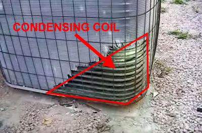 Condensing coil on air conditioning unit with dog urine damage