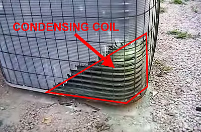 Condensing coil on air conditioning unit with dog urine damage