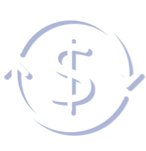 White dollar sign with circular arrows icon